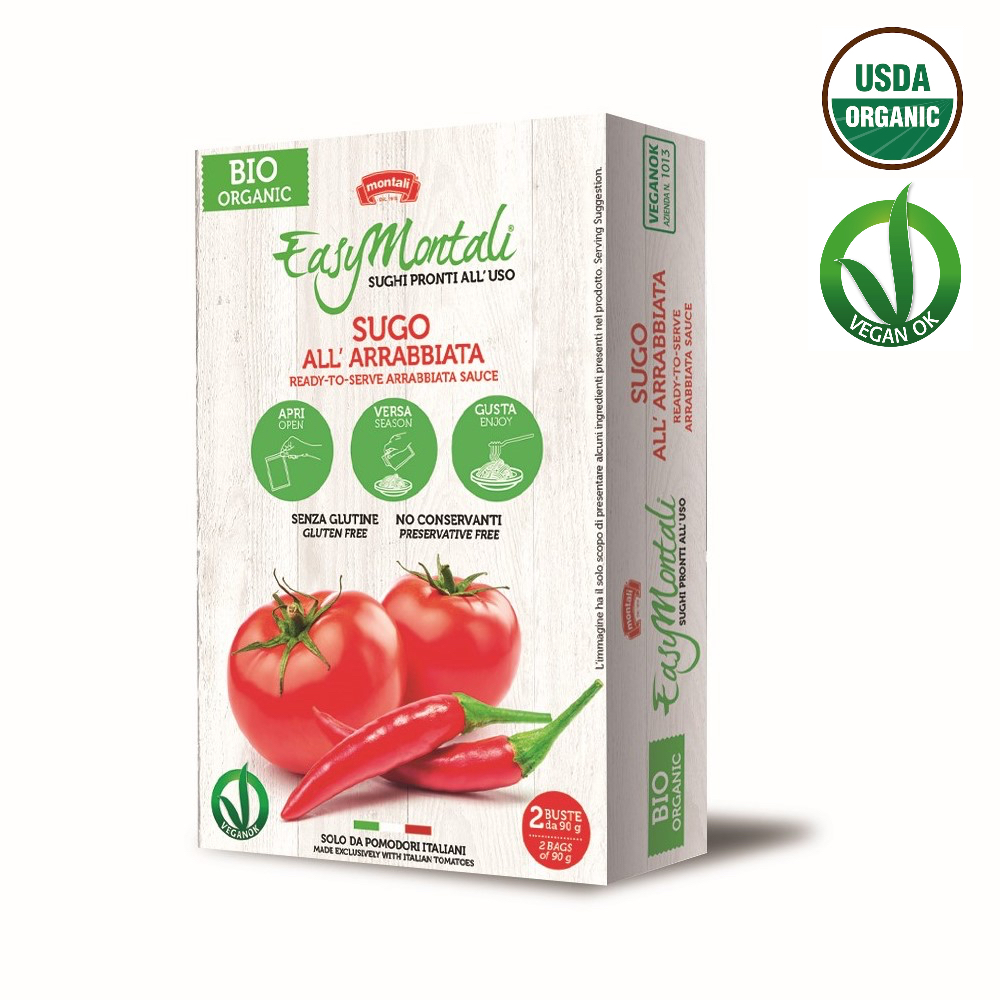 Arrabbiata Sauce – Organic and Vegan – 2 bags Net Wt 6,36 Oz. – Easy Montali