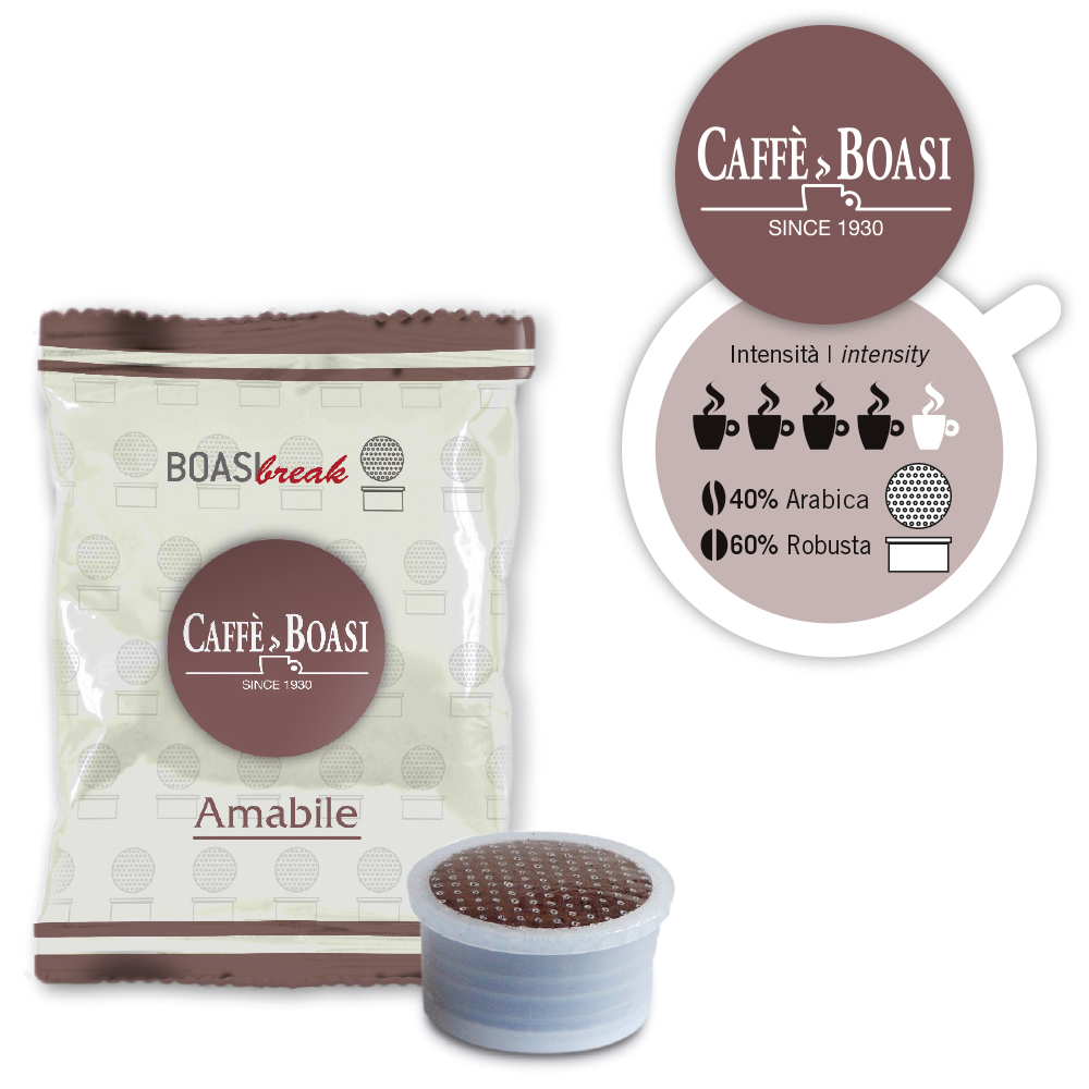 Amabile – 40% Arabica 60% Robusta – Capsules compatible with Lavazza® Espresso Point® 100 pz – Caffè Boasi