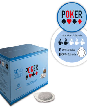 Decaffeinated Poker – 50% Arabica e 50% Robusta  – Coffee pods (44 mm E.S.E. pods) 50 pz.- Caffè Boasi