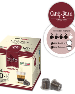 Amabile – 40% Arabica 60% Robusta – Capsules compatible with Nespresso® 50 pz. self-protected – Caffè Boasi